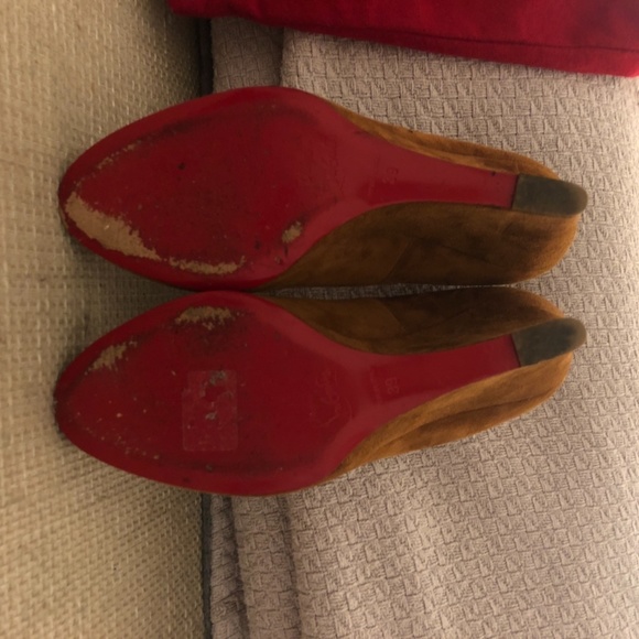Christian Louboutin Closed Toe Suede Wedges - Picture 3 of 3